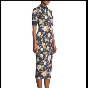 Alice + Olivia Navy Delora Collared Floral Dress